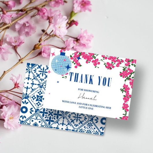 Dank u Grieks Bougainvillea baby shower kaart