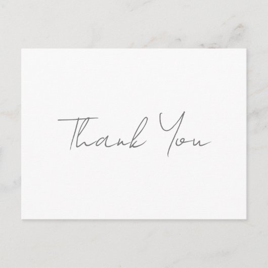 Dank U Grijs Handgeschreven Klassiek Chic Wit Briefkaart (Voorkant)