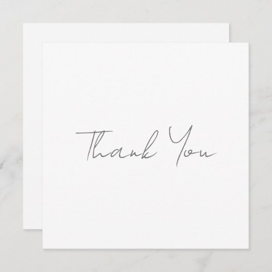 Dank U Grijs Handgeschreven Klassiek Chic Wit Feestdagenkaart (Voorkant / Achterkant)