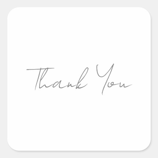 Dank U Grijs Handgeschreven Klassiek Chic Wit Vierkante Sticker (Voorkant)