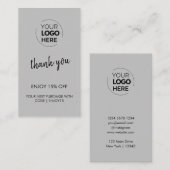 Dank u Grijs Stijlvol Modern Logo Business Kortingskaartje (Voorkant / Achterkant)