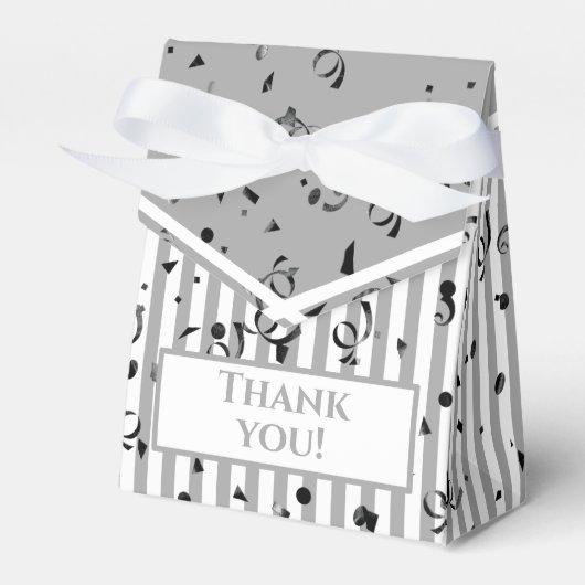 Dank u - Grijs/Wit Eenvoudige Strepen Patroon Bedankdoosjes (Voorkant Zijde)