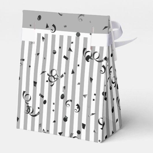 Dank u - Grijs/Wit Eenvoudige Strepen Patroon Bedankdoosjes (Achterkant)