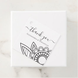 Dank U Grijs Witte Bloem Typografie Bruiloft Bedankjes Labels