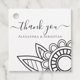 Dank U Grijs Witte Bloem Typografie Bruiloft Bedankjes Labels