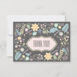 Dank u grijze Blush Pink Floral Wedding Kaart