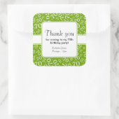 Dank u: Groen 70e geboorte nummer patroon Vierkante Sticker (Tas)