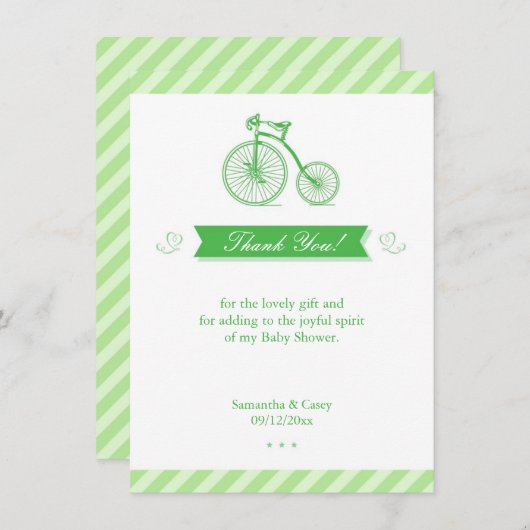 Dank u Groen Baby shower Kaart (Voorkant / Achterkant)