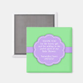 Dank u Groen Baby shower ten gunste van Magnet (Voorkant / Achterkant)
