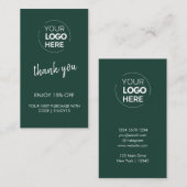 Dank u Groen Stijlvol Modern Logo Business Kortingskaartje (Voorkant / Achterkant)