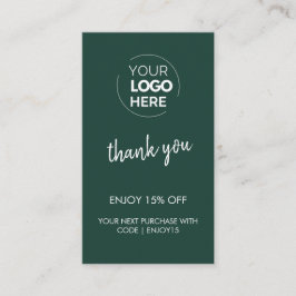 Dank u Groen Stijlvol Modern Logo Business Kortingskaartje
