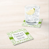 Dank u: Groen/Wit 70ste Willekeurige Getal Patroon Kartonnen Onderzetters (Insitu)