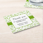 Dank u: Groen/Wit 70ste Willekeurige Getal Patroon Kartonnen Onderzetters (Schuin)