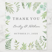 Dank u Groene Bladkrans Bruiloft Wijn Label Wijn Etiket (Enkel label)