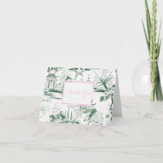 Dank u Groene Chinoiserie Gevouwen Kaart (Voorkant)