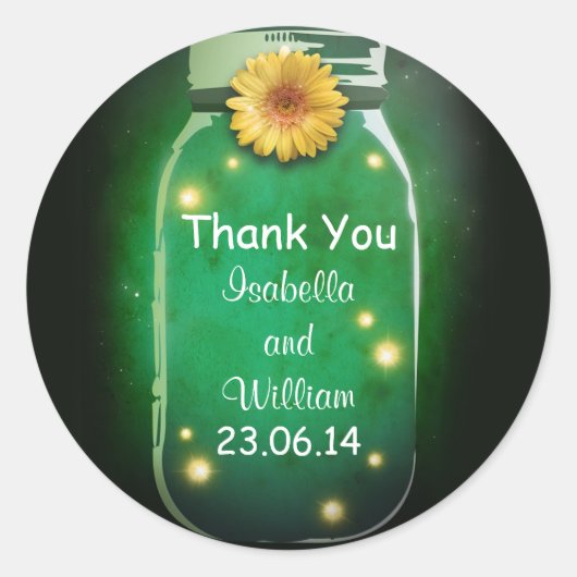Dank u groene rustieke grillige mason jar stickers (Voorkant)