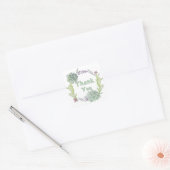 Dank u groene vetplant en cactus bloemenkrans vierkante sticker (Envelop)