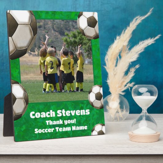 Dank u groene Voetballen | Voetbal coach Cadeau Fotoplaat (Zijkant)