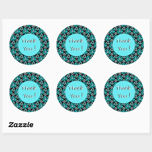 Dank u Groovy Batik Turquoise Bloem Patroon Ronde Sticker (Vel)