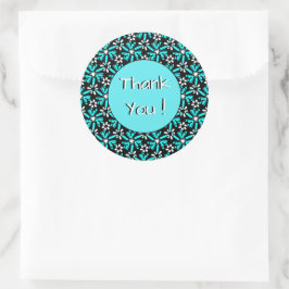Dank u Groovy Batik Turquoise Bloem Patroon Ronde Sticker