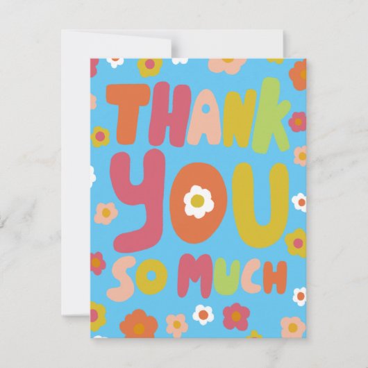 DANK U Groovy Daisies Bubble Letters Tree-Free Kaart (Voorkant)