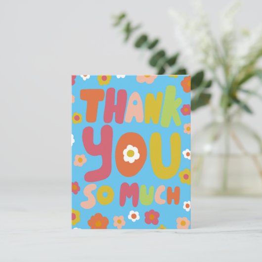 DANK U Groovy Daisies Bubble Letters Tree-Free Kaart (Staand voorkant)