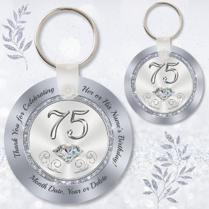 Dank u, gunsten voor 75e verjaardag, 75e diamant sleutelhanger