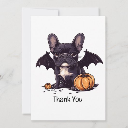 Dank u Halloween Franse Bulldog Bat Pumpkins Bedankkaart (Voorkant)