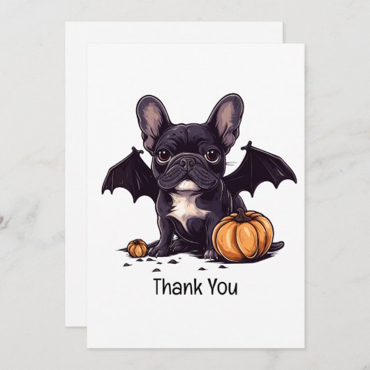 Dank u Halloween Franse Bulldog Bat Pumpkins Bedankkaart (Voorkant / Achterkant)