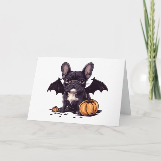 Dank u Halloween Franse Bulldog Bat Pumpkins Bedankkaart (Voorkant)