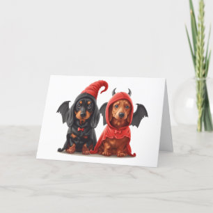 Dank u Halloween teckel honden Duivelsvleermuis Bedankkaart