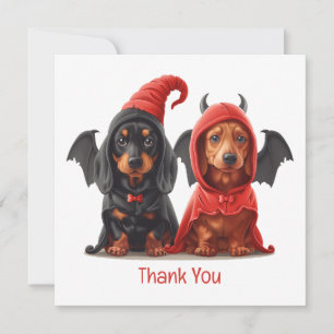 Dank u Halloween teckel honden Duivelsvleermuis Bedankkaart