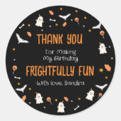 Dank u Halloween Verjaardag Sinaasappel Zwart Ronde Sticker (Voorkant)