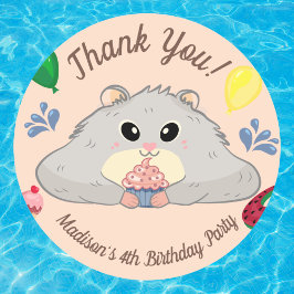 Dank u Hamster Bday Pool Party Ronde Sticker