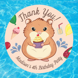 Dank u Hamster Verjaardag Pool Party Ronde Sticker