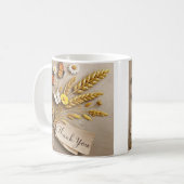 Dank u Hand getrokken wilde bloemen, tarwe stengel Koffiemok (Voorkant links)