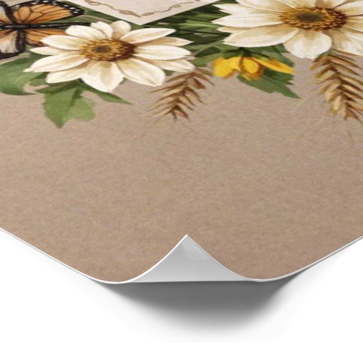 Dank u Hand getrokken wilde bloemen, tarwe stengel Poster (Hoek)