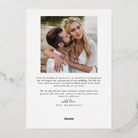 Dank u Hand Lettered Script Wedding Kaart (Achterkant)