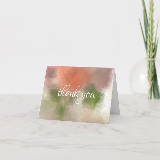 Dank U Hand Schrift Abstracte Rozen Bloemen Chic Bedankkaart (Voorkant)