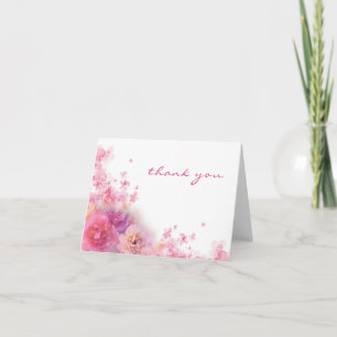 Dank U Hand Schrift Waterverf Bloemen Elegant Bedankkaart