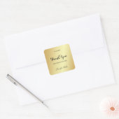 Dank u Hand Script Tekst Glamour Gold Sjabloon Vierkante Sticker (Envelop)