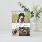 Dank u handgeschreven drie Afstuderen foto's Briefkaart (Staand voorkant)