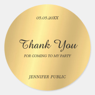 Dank U Handgeschreven Script Tekst Glam Goud Chic Ronde Sticker