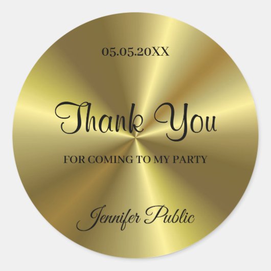 Dank u Handgeschreven Script Text Party Faux Gold Ronde Sticker (Voorkant)