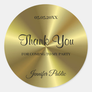 Dank u Handgeschreven Script Text Party Faux Gold Ronde Sticker