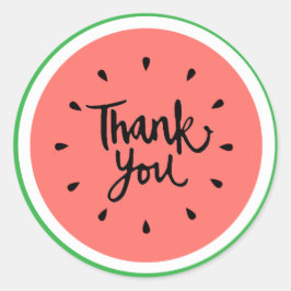 Dank u handlettering watermeloen ronde sticker