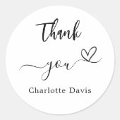 Dank u hart naam merkkleur ronde sticker (Voorkant)