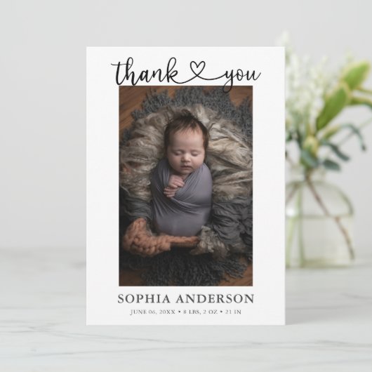 Dank U Hart Script Foto Aankondiging (Staand voorkant)