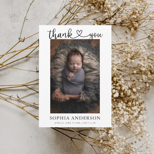 Dank U Hart Script Foto Aankondiging