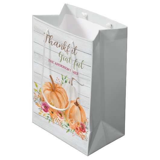 Dank u hartelijk | NajaarsHerfst Pumpkin-Waterverf Medium Cadeauzakje (Voorkant Gekanteld)